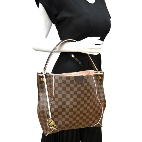 Louis Vuitton Caissa Damier Ebene Hobo Bag Rose - Full View