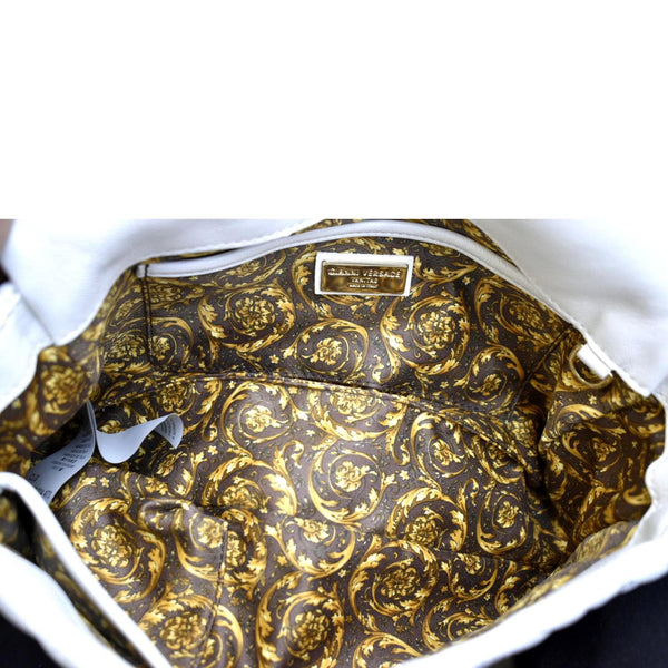 VERSACE Vanitas Medusa Tassel Leather Studded Shoulder Bag White