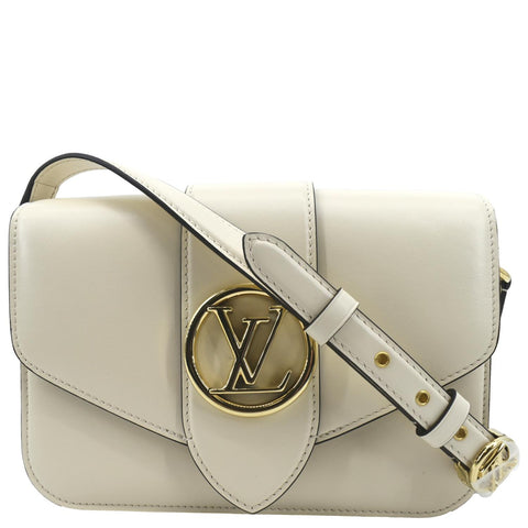 LOUIS VUITTON Pont 9 Calfskin Leather Shoulder Bag Creme