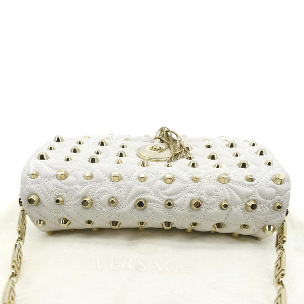 VERSACE Vanitas Medusa Tassel Leather Studded Shoulder Bag White