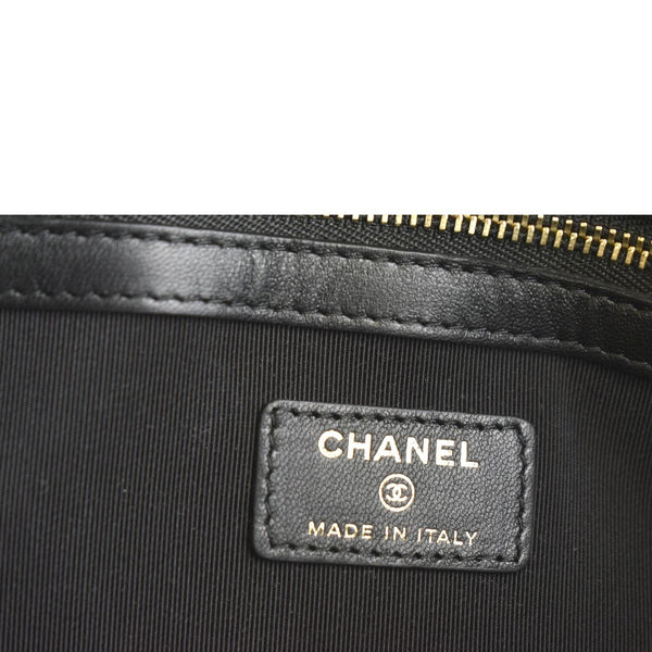Chanel O-Case Quilted Lambskin Leather Zip Pouch Black - Made In Italy