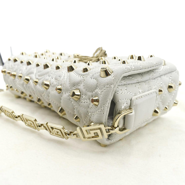 VERSACE Vanitas Medusa Tassel Leather Studded Shoulder Bag White