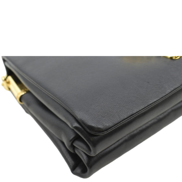 Versace Medusa Calfskin Leather Chain Clutch Bag Black - Bottom Left