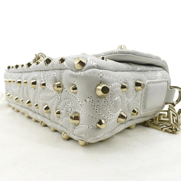 VERSACE Vanitas Medusa Tassel Leather Studded Shoulder Bag White