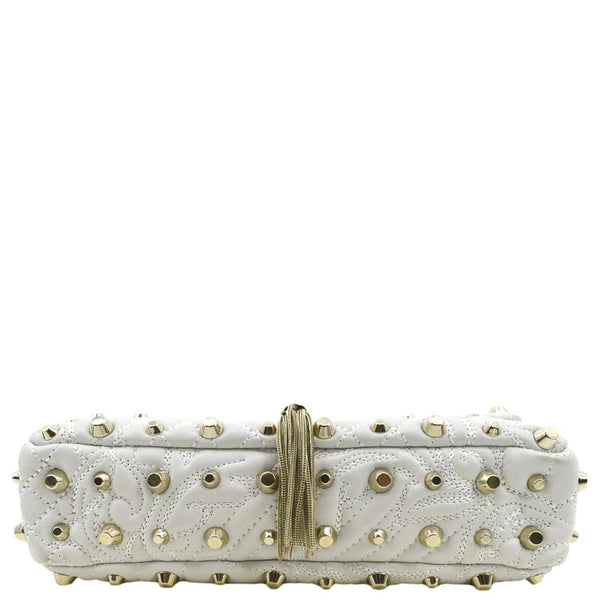 VERSACE Vanitas Medusa Tassel Leather Studded Shoulder Bag White