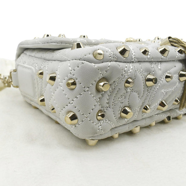 VERSACE Vanitas Medusa Tassel Leather Studded Shoulder Bag White