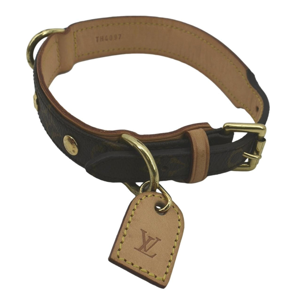 Louis Vuitton Baxter Brown Monogram Bow Dog Collar