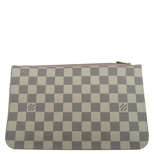LOUIS VUITTON Neverfull Damier Azur Pochette Wristlet Pouch White