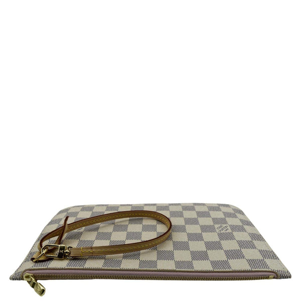 LOUIS VUITTON Neverfull Damier Azur Pochette Wristlet Pouch White