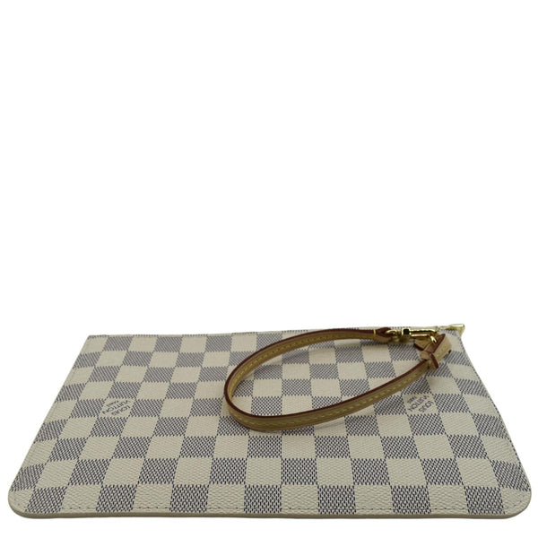LOUIS VUITTON Neverfull Damier Azur Pochette Wristlet Pouch White