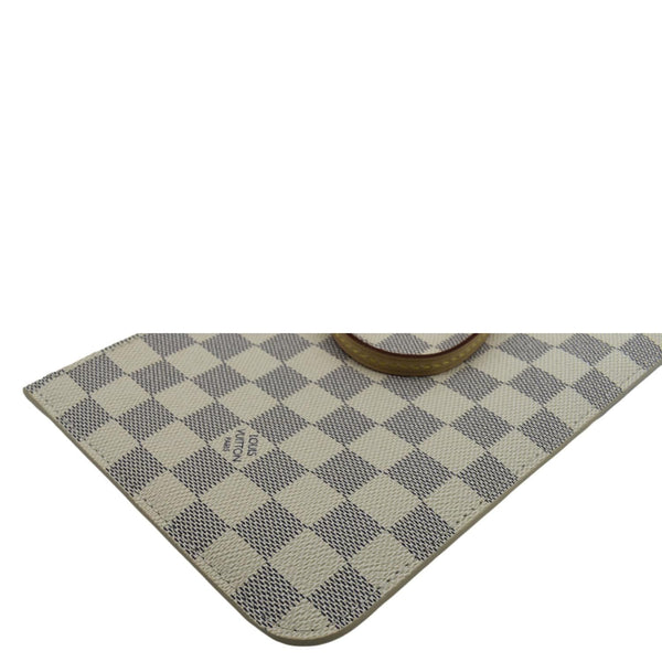 LOUIS VUITTON Neverfull Damier Azur Pochette Wristlet Pouch White