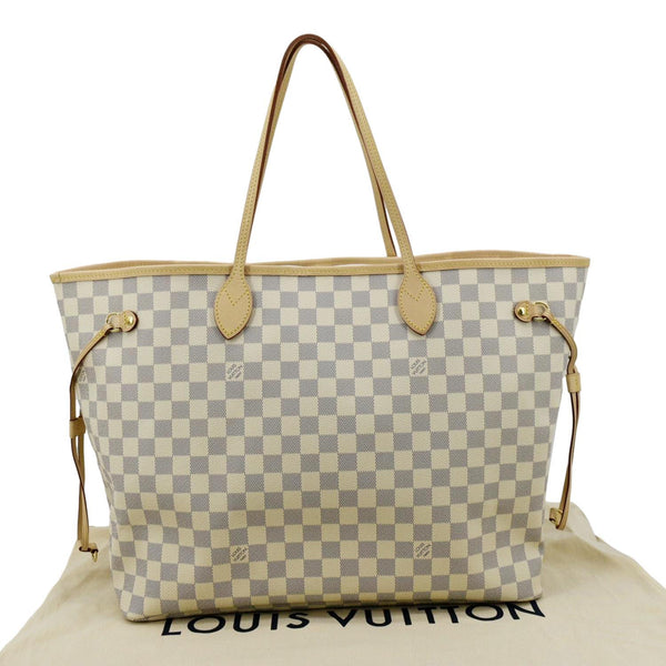 LOUIS VUITTON Neverfull GM Damier Azur Tote Shoulder Bag White