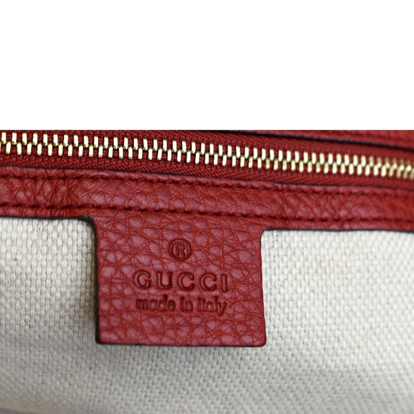 GUCCI Soho Pebbled Leather Hobo Shoulder Bag Red 282304