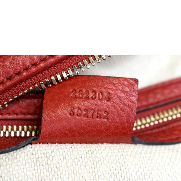 GUCCI Soho Pebbled Leather Hobo Shoulder Bag Red 282304