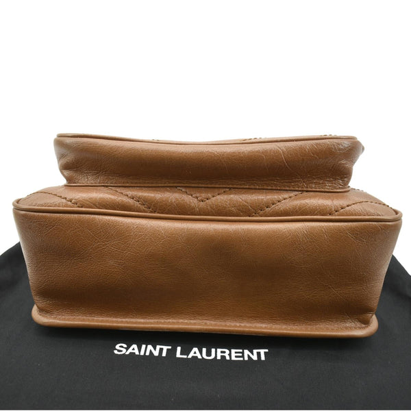 YVES SAINT LAURENT Niki Medium Leather Crossbody Bag Dark Brown