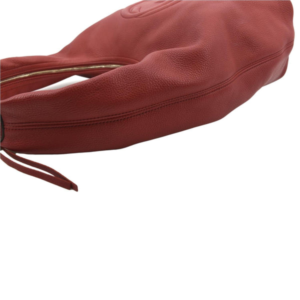 GUCCI Soho Pebbled Leather Hobo Shoulder Bag Red 282304