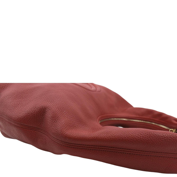 GUCCI Soho Pebbled Leather Hobo Shoulder Bag Red 282304