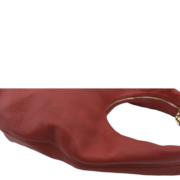 GUCCI Soho Pebbled Leather Hobo Shoulder Bag Red 282304