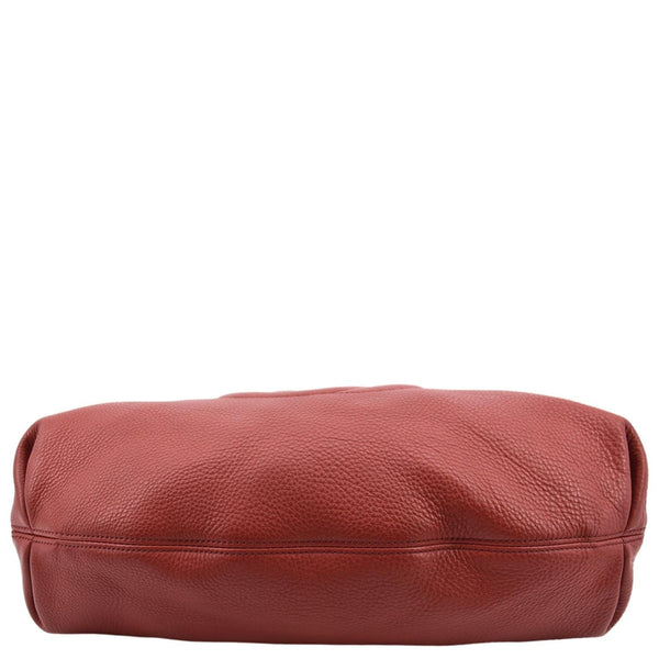GUCCI Soho Pebbled Leather Hobo Shoulder Bag Red 282304