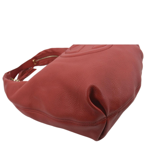 GUCCI Soho Pebbled Leather Hobo Shoulder Bag Red 282304