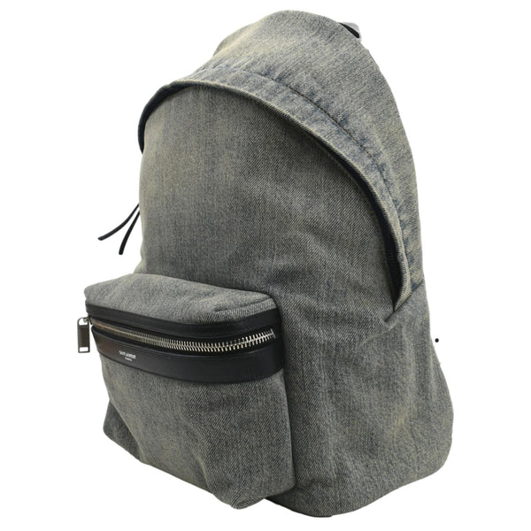 YVES SAINT LAURENT Denim Backpack Bag Gray
