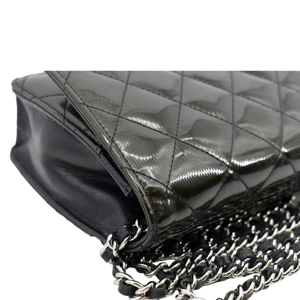 CHANEL Wallet on Chain Patent Leather Shoulder Bag Olive Green