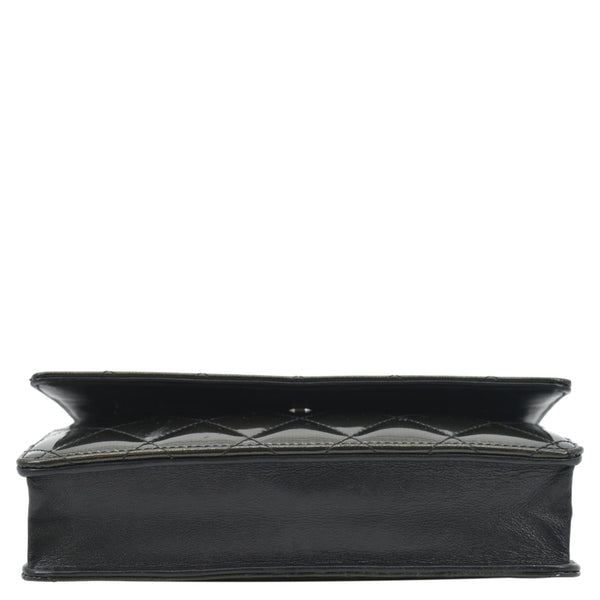 CHANEL Wallet on Chain Patent Leather Shoulder Bag Olive Green