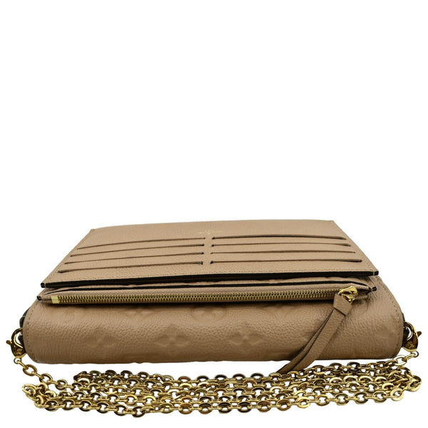 LOUIS VUITTON Felicie Monogram Empreinte Leather Pochette Crossbody Bag Light Brown