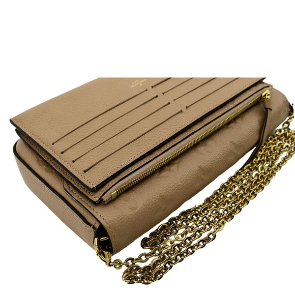 LOUIS VUITTON Felicie Monogram Empreinte Leather Pochette Crossbody Bag Light Brown