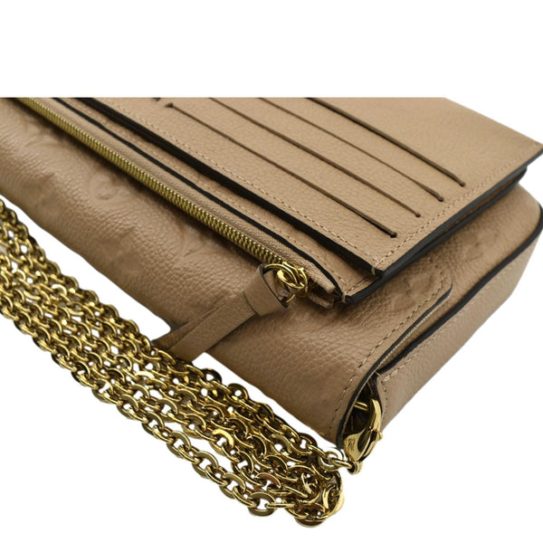 LOUIS VUITTON Felicie Monogram Empreinte Leather Pochette Crossbody Bag Light Brown