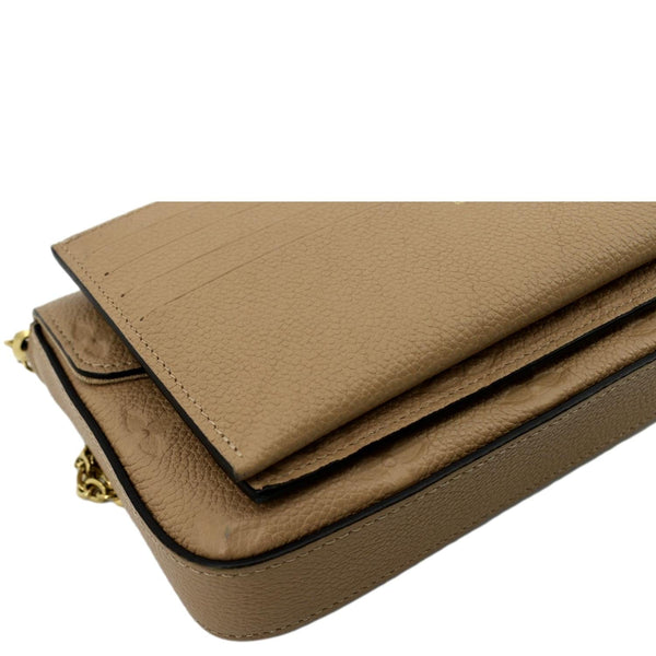 LOUIS VUITTON Felicie Monogram Empreinte Leather Pochette Crossbody Bag Light Brown