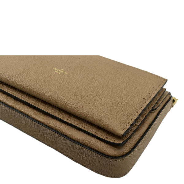 LOUIS VUITTON Felicie Monogram Empreinte Leather Pochette Crossbody Bag Light Brown