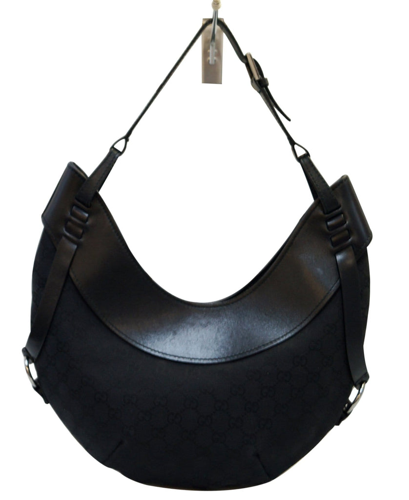Gucci Hobo Bag GG Canvas Half Moon Black Gucci Bags