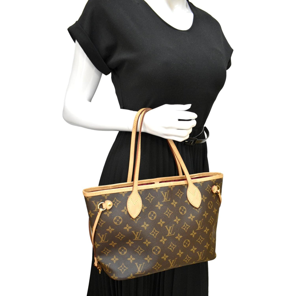 Louis+Vuitton+Fold+Tote+PM+Black%2FBrown%2FRed+Canvas%2FLeather for sale  online