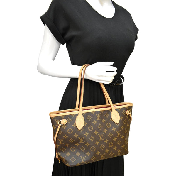Louis Vuitton Neverfull PM Monogram Canvas Tote Bag - Full View