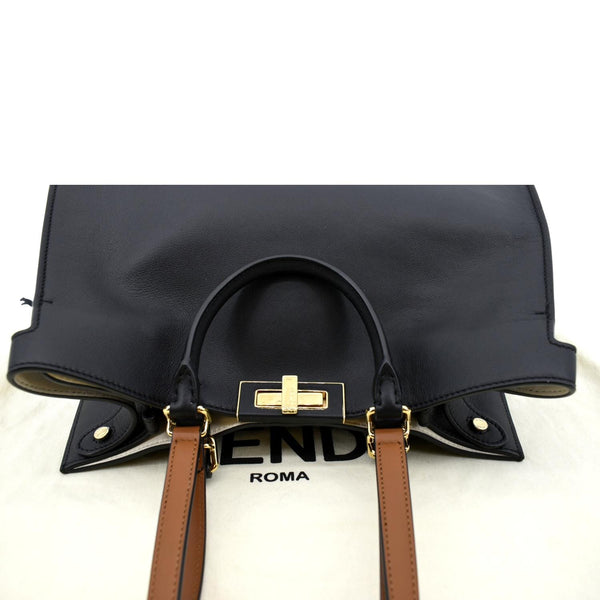 FENDI Peekaboo X-Lite Leather Tote Bag Black
