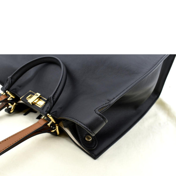 FENDI Peekaboo X-Lite Leather Tote Bag Black