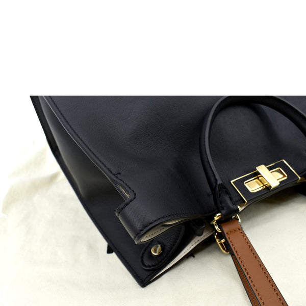 FENDI Peekaboo X-Lite Leather Tote Bag Black