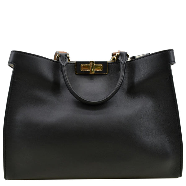 FENDI Peekaboo X-Lite Leather Tote Bag Black