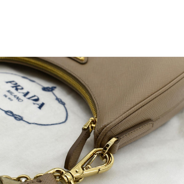 PRADA Re-Edition 2005 Saffiano Leather Shoulder Bag Beige