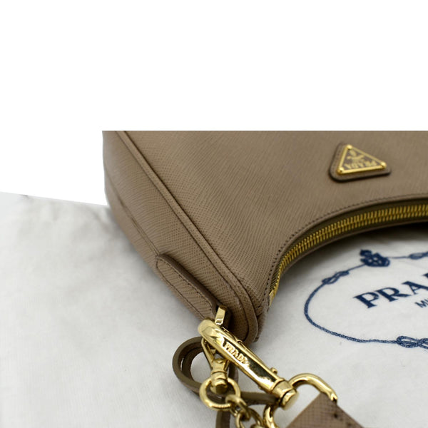 PRADA Re-Edition 2005 Saffiano Leather Shoulder Bag Beige