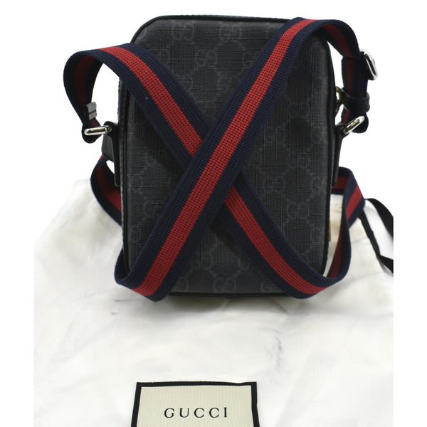 GUCCI GG Supreme Monogram Canvas Web Messenger Bag Black 598103