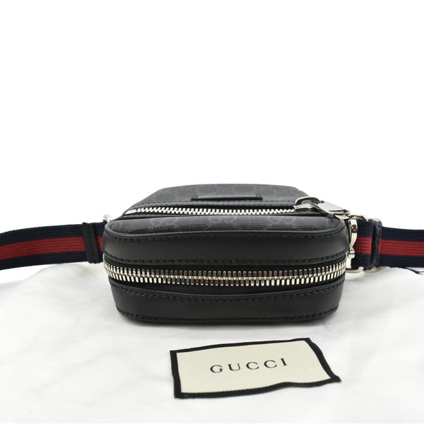 GUCCI GG Supreme Monogram Canvas Web Messenger Bag Black 598103