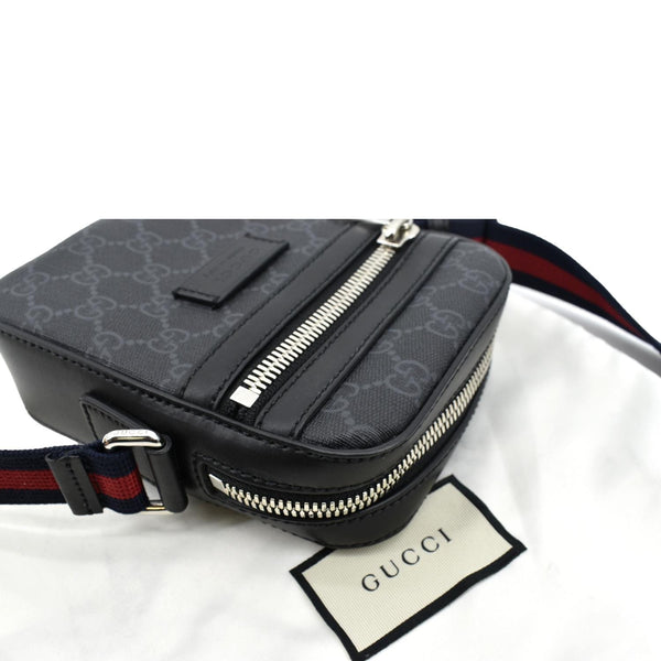 GUCCI GG Supreme Monogram Canvas Web Messenger Bag Black 598103