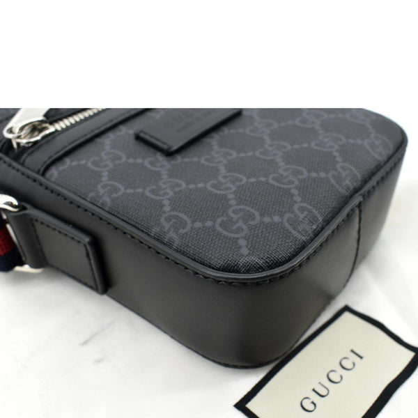 GUCCI GG Supreme Monogram Canvas Web Messenger Bag Black 598103
