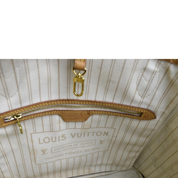 LOUIS VUITTON Neverfull MM Damier Azur Shoulder Bag White