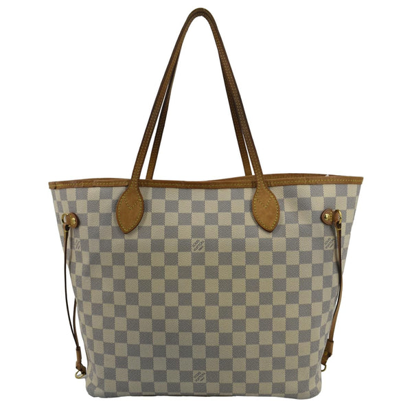 LOUIS VUITTON Neverfull MM Damier Azur Shoulder Bag White