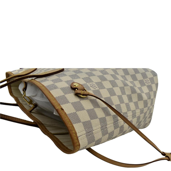 LOUIS VUITTON Neverfull MM Damier Azur Shoulder Bag White