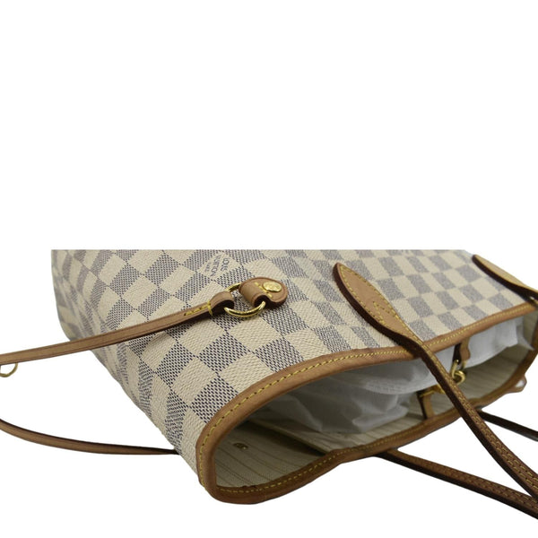 LOUIS VUITTON Neverfull MM Damier Azur Shoulder Bag White