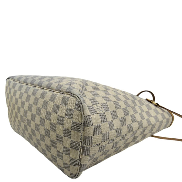 LOUIS VUITTON Neverfull MM Damier Azur Shoulder Bag White